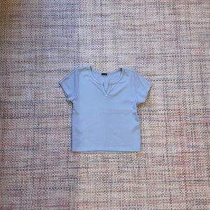 light blue cropped brandy melville v neck top 1SZ